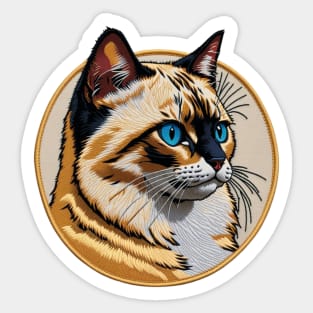 Striking Balinese Cat Embroidered Patch Sticker